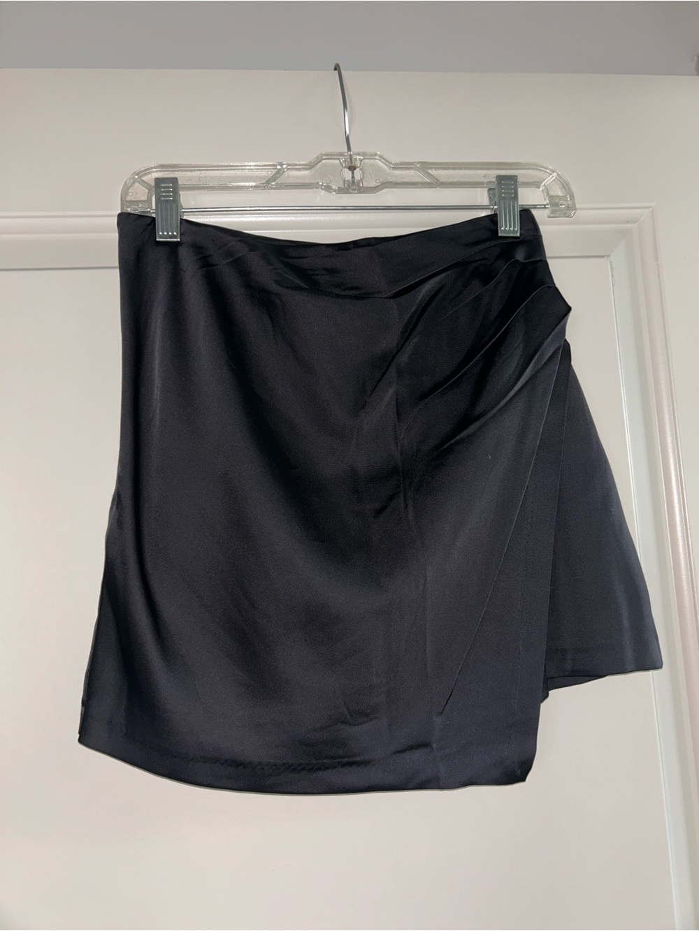 Abercrombie & Fitch Black Satin Wrap-Style Mini Skort